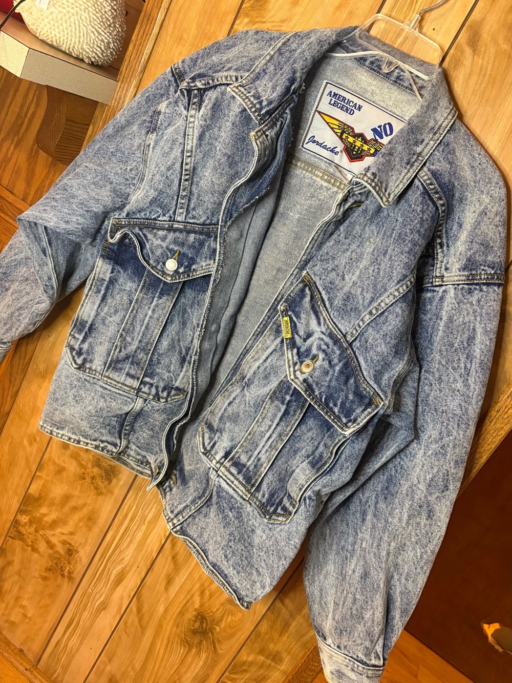 Vintage Jordache Light Acid-Wash Blue Pea Coat Style Denim Jacket